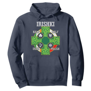 Irishki Half Irish Half Polish Hoodie Celtic Cross St Patricks TS11 Navy Print Your Wear