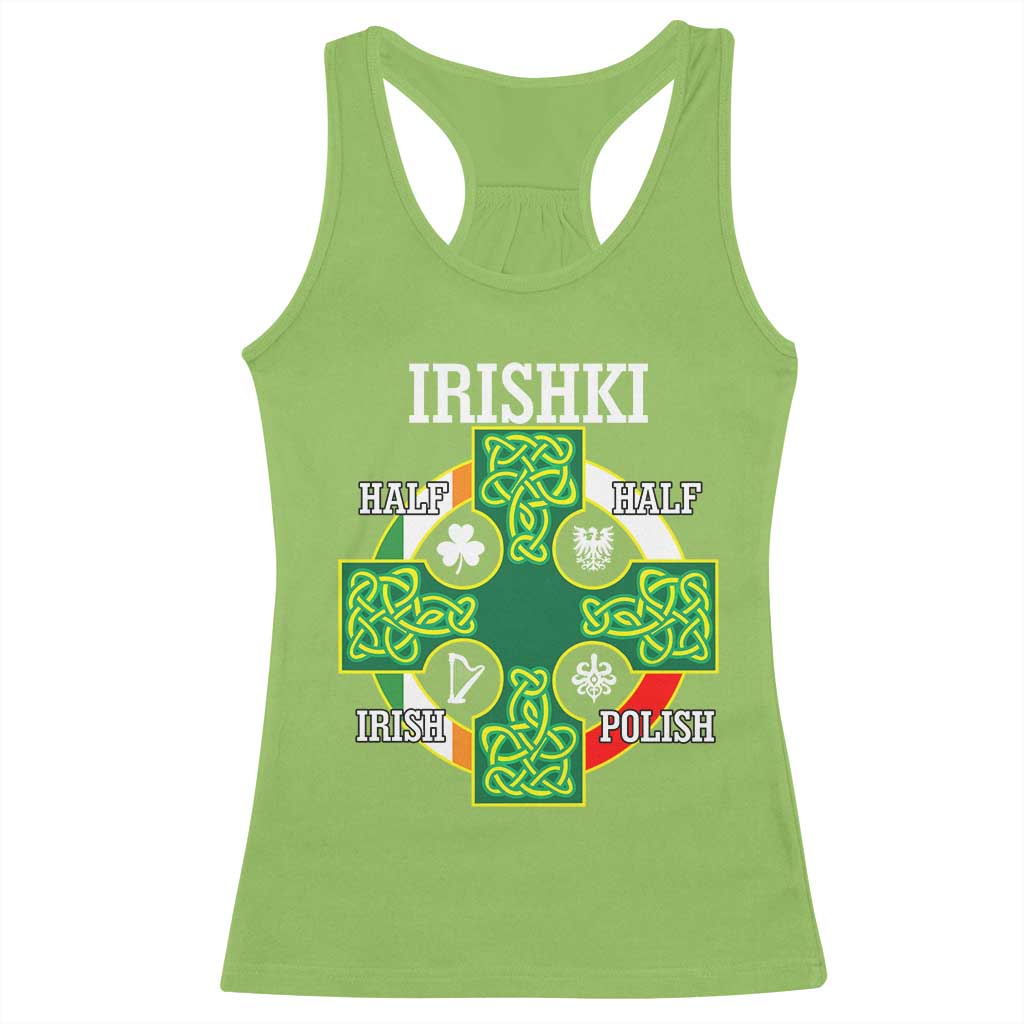 Irishki Half Irish Half Polish Racerback Tank Top Celtic Cross St Patricks TS11 Lime Print Your Wear