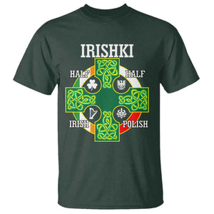 Irishki Half Irish Half Polish T Shirt Celtic Cross St Patricks TS11 Dark Forest Green Print Your Wear