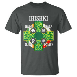Irishki Half Irish Half Polish T Shirt Celtic Cross St Patricks TS11 Dark Heather Print Your Wear