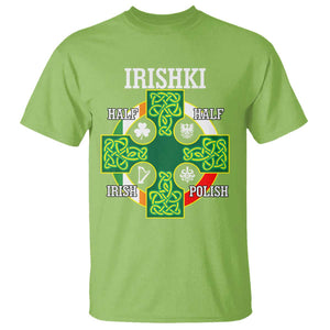 Irishki Half Irish Half Polish T Shirt Celtic Cross St Patricks TS11 Lime Print Your Wear