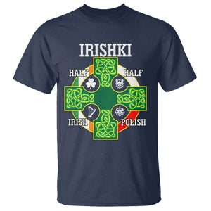 Irishki Half Irish Half Polish T Shirt Celtic Cross St Patricks TS11 Navy Print Your Wear