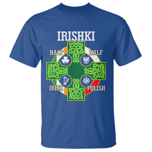 Irishki Half Irish Half Polish T Shirt Celtic Cross St Patricks TS11 Royal Blue Print Your Wear