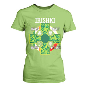 Irishki Half Irish Half Polish T Shirt For Women Celtic Cross St Patricks TS11 Lime Print Your Wear