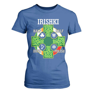 Irishki Half Irish Half Polish T Shirt For Women Celtic Cross St Patricks TS11 Royal Blue Print Your Wear