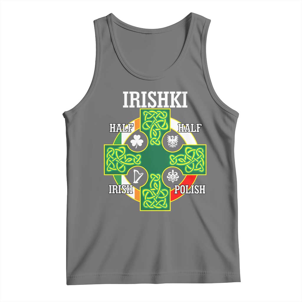 Irishki Half Irish Half Polish Tank Top Celtic Cross St Patricks TS11 Black Heather Print Your Wear