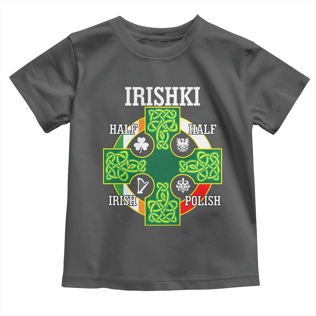 Irishki Half Irish Half Polish Toddler T Shirt Celtic Cross St Patricks TS11 Dark Heather Print Your Wear