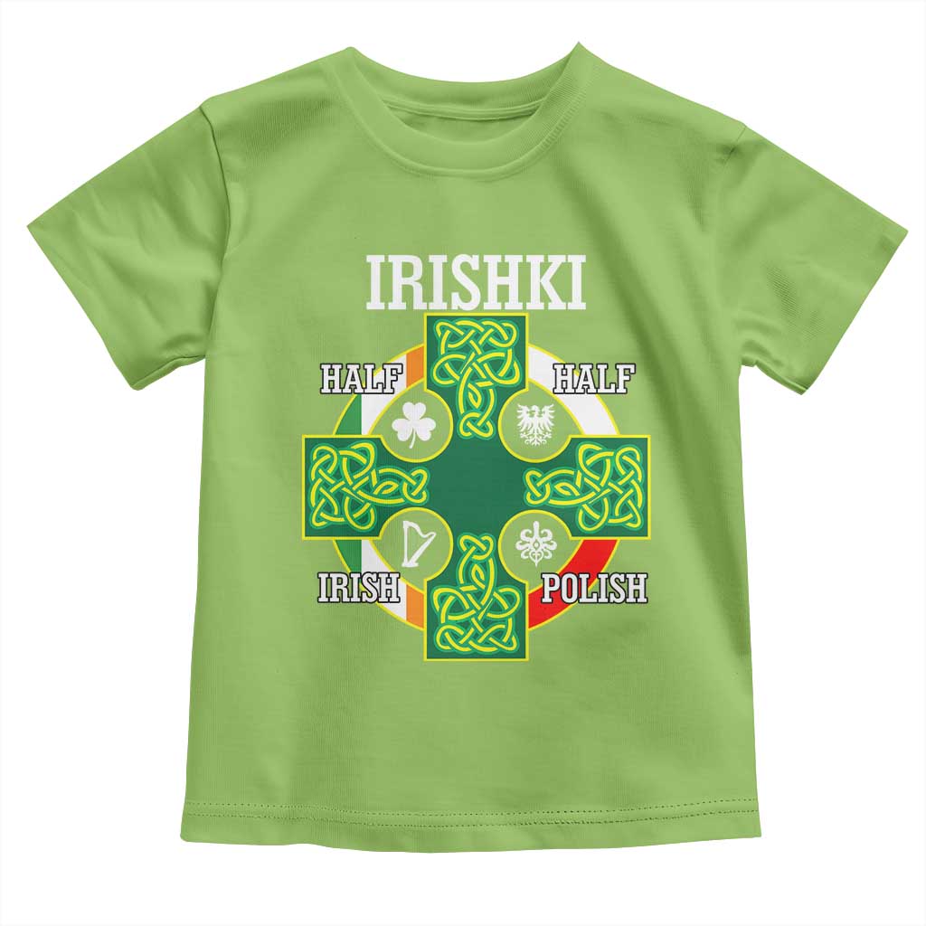 Irishki Half Irish Half Polish Toddler T Shirt Celtic Cross St Patricks TS11 Lime Print Your Wear