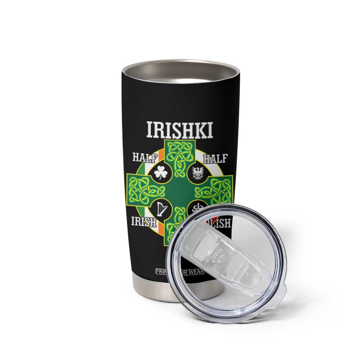 Irishki Half Irish Half Polish Tumbler Cup Celtic Cross St Patricks TS11 Print Your Wear
