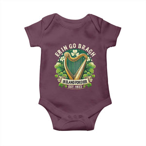 Irish Pride Baby Onesie Ireland Forever Erin Go Bragh Est 1922 Harp Shamrock TS11 Maroon Print Your Wear
