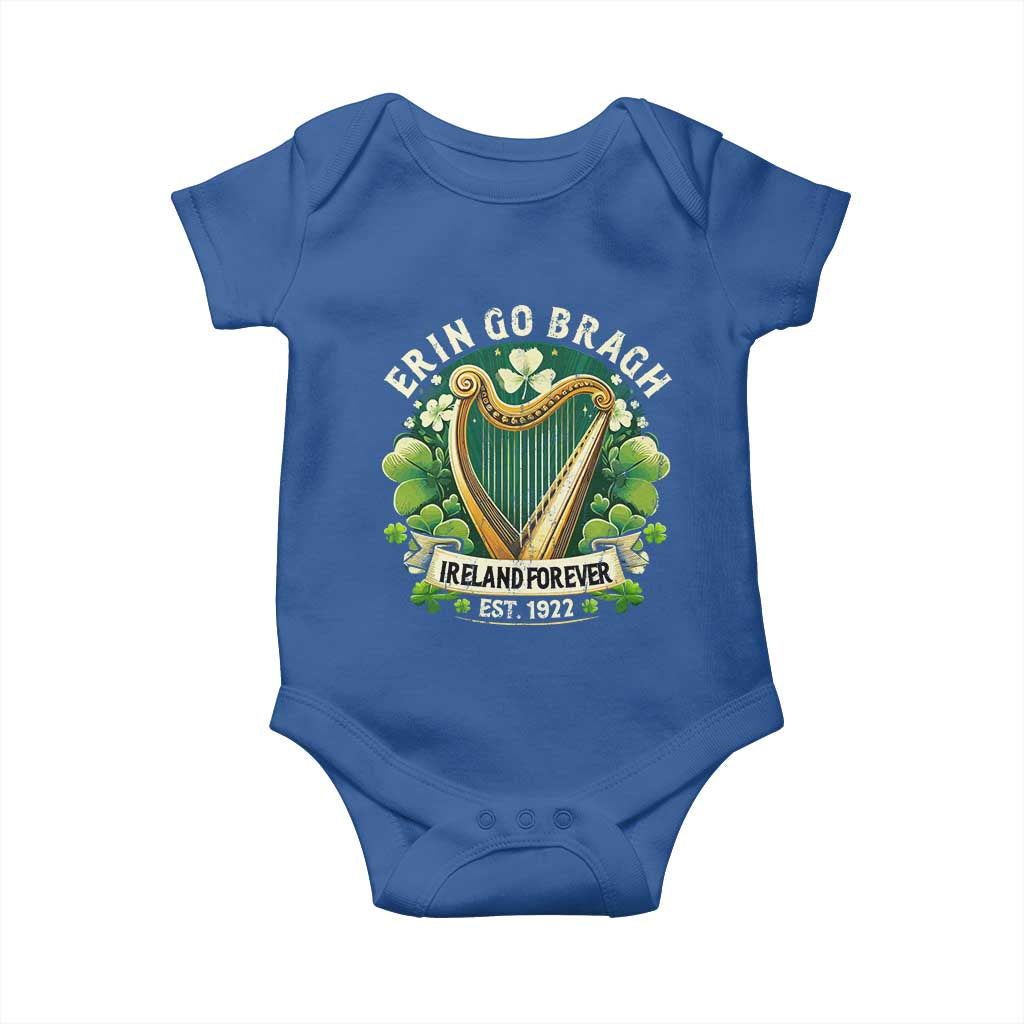 Irish Pride Baby Onesie Ireland Forever Erin Go Bragh Est 1922 Harp Shamrock TS11 Royal Blue Print Your Wear