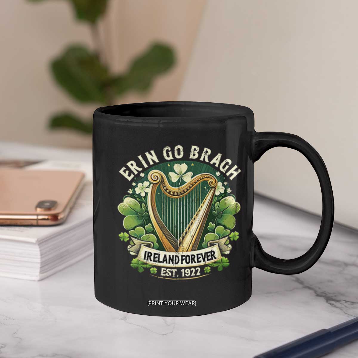 Irish Pride Coffee Mug Ireland Forever Erin Go Bragh Est 1922 Harp Shamrock TS11 Print Your Wear