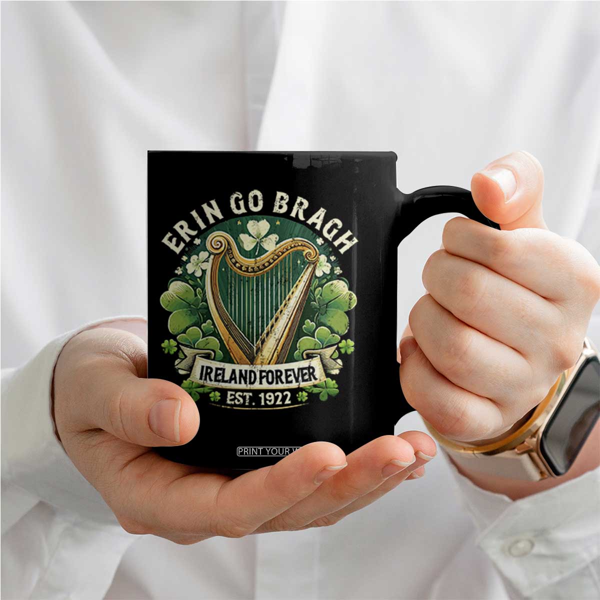Irish Pride Coffee Mug Ireland Forever Erin Go Bragh Est 1922 Harp Shamrock TS11 Print Your Wear