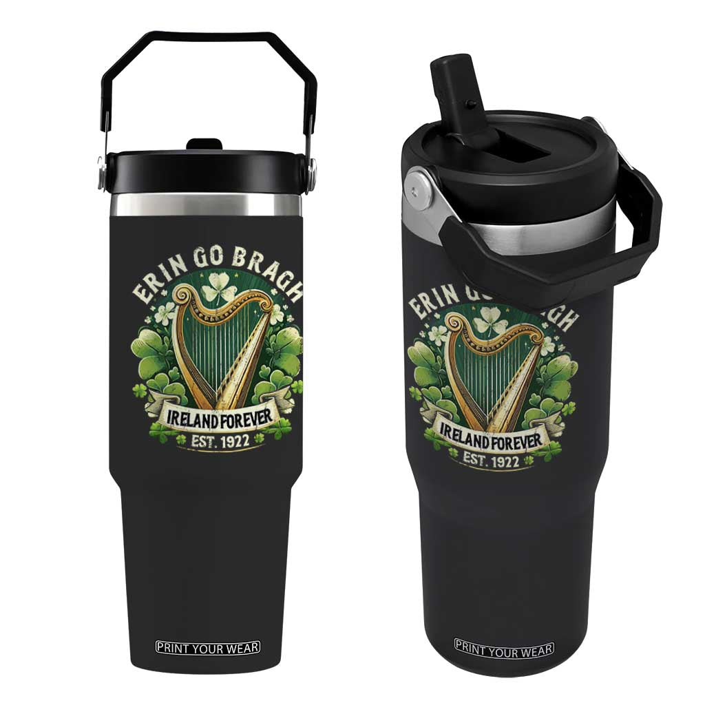 Irish Pride Flip Straw Tumbler Ireland Forever Erin Go Bragh Est 1922 Harp Shamrock TS11 One Size: 30 oz Black Print Your Wear