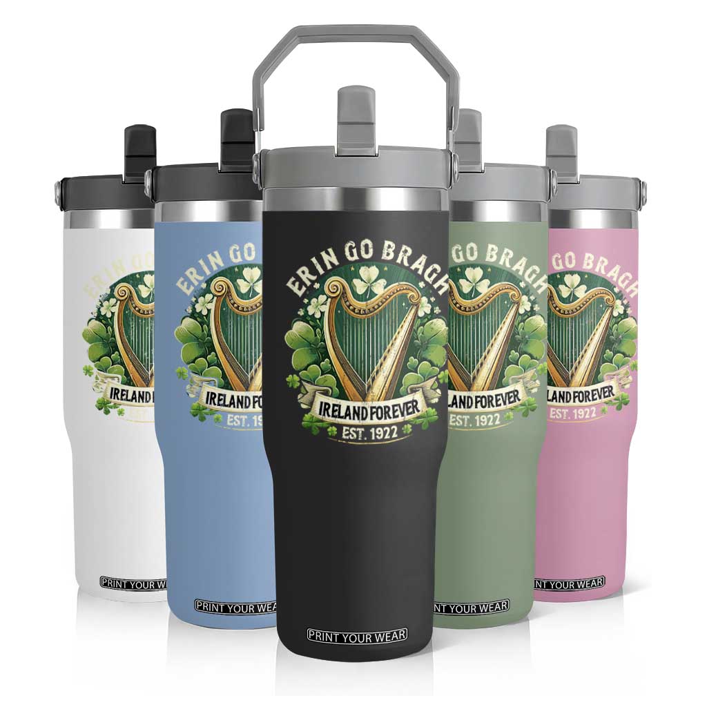 Irish Pride Flip Straw Tumbler Ireland Forever Erin Go Bragh Est 1922 Harp Shamrock TS11 Print Your Wear