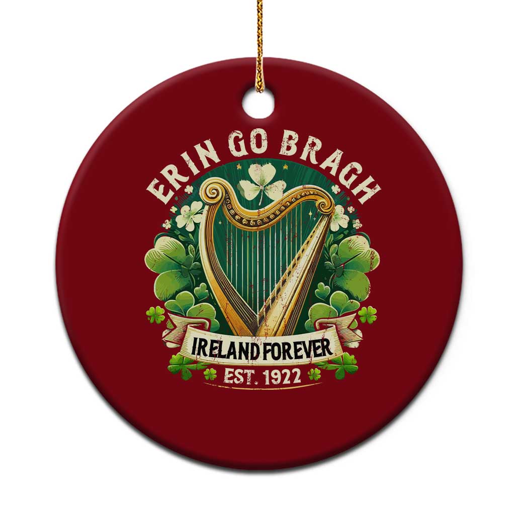 Irish Pride Ceramic Ornament Ireland Forever Erin Go Bragh Est 1922 Harp Shamrock TS11 1pc Red Print Your Wear