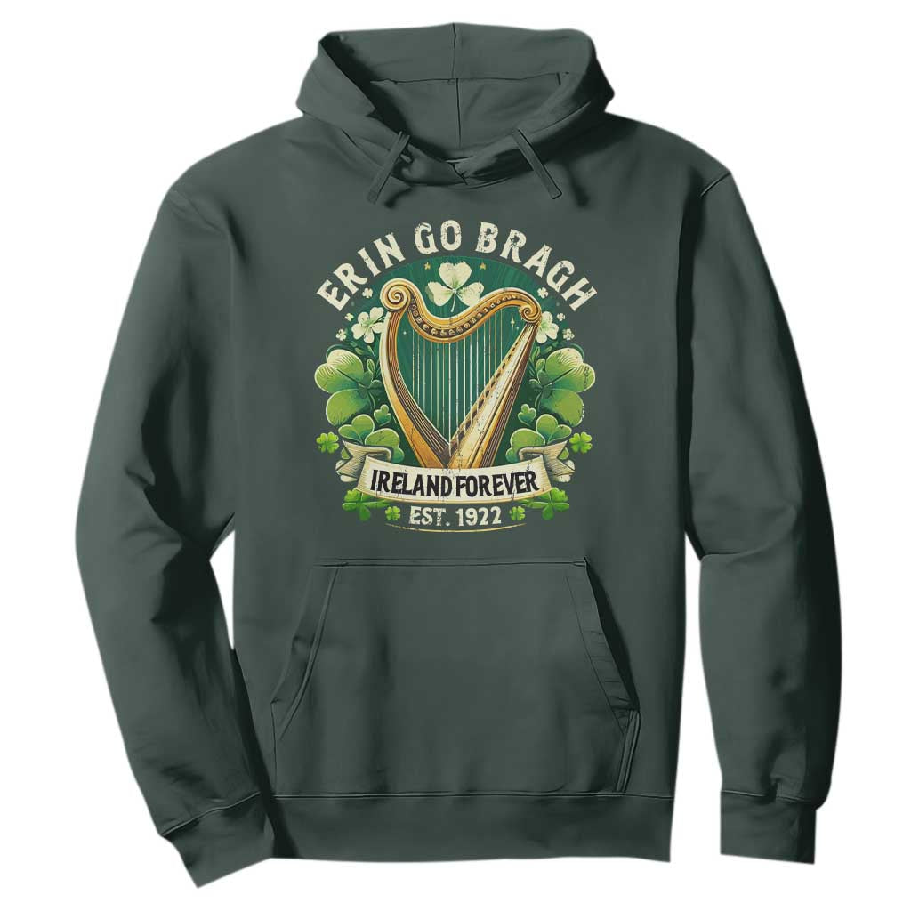 Irish Pride Hoodie Ireland Forever Erin Go Bragh Est 1922 Harp Shamrock TS11 Dark Forest Green Print Your Wear