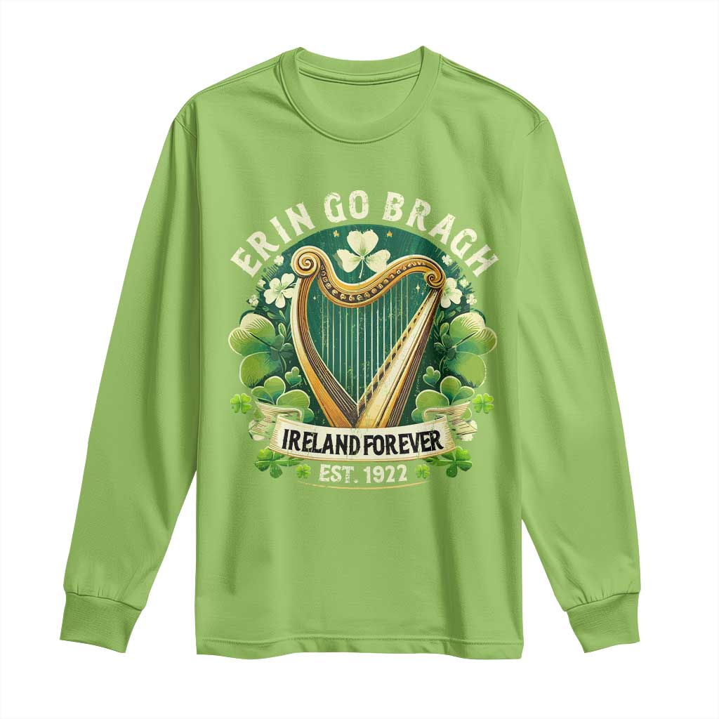 Irish Pride Long Sleeve Shirt Ireland Forever Erin Go Bragh Est 1922 Harp Shamrock TS11 Lime Print Your Wear