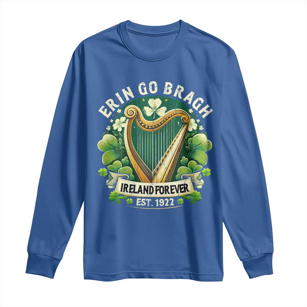 Irish Pride Long Sleeve Shirt Ireland Forever Erin Go Bragh Est 1922 Harp Shamrock TS11 Royal Blue Print Your Wear