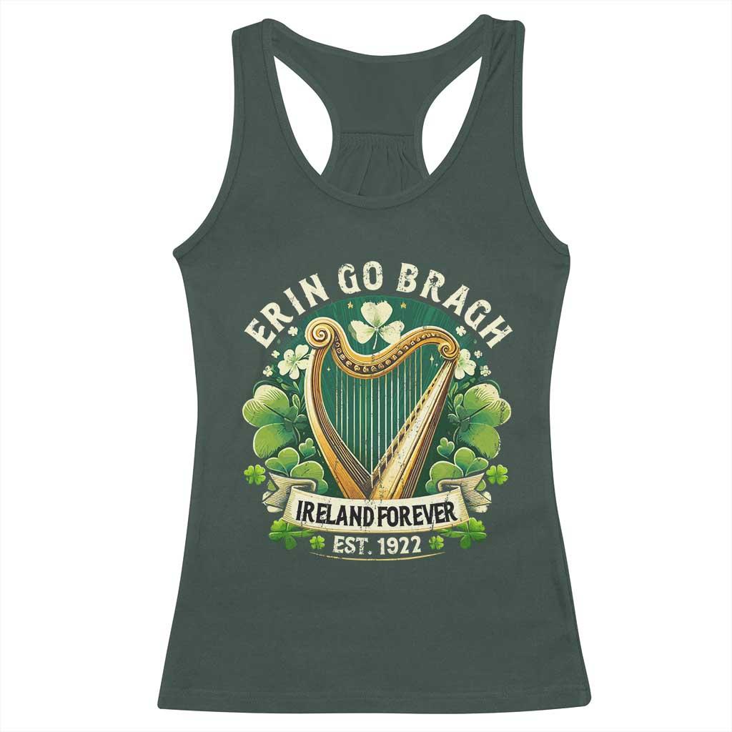 Irish Pride Racerback Tank Top Ireland Forever Erin Go Bragh Est 1922 Harp Shamrock TS11 Dark Forest Green Print Your Wear