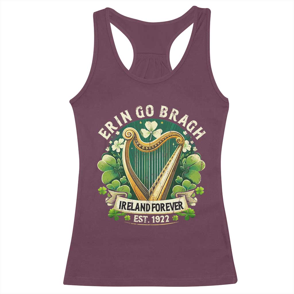 Irish Pride Racerback Tank Top Ireland Forever Erin Go Bragh Est 1922 Harp Shamrock TS11 Maroon Print Your Wear