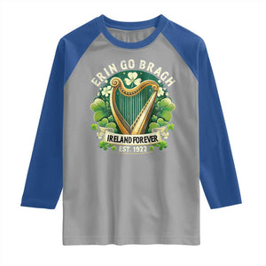 Irish Pride Raglan Shirt Ireland Forever Erin Go Bragh Est 1922 Harp Shamrock TS11 Sport Gray Royal Print Your Wear