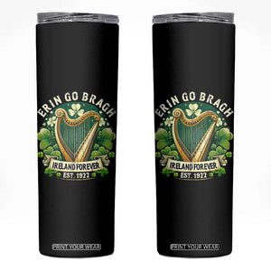 Irish Pride Skinny Tumbler Ireland Forever Erin Go Bragh Est 1922 Harp Shamrock TS11 Black Print Your Wear