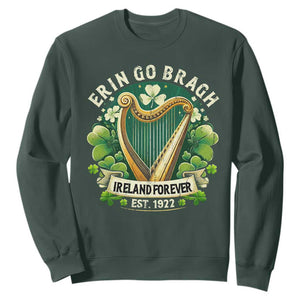 Irish Pride Sweatshirt Ireland Forever Erin Go Bragh Est 1922 Harp Shamrock TS11 Dark Forest Green Print Your Wear