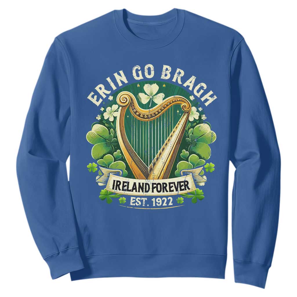 Irish Pride Sweatshirt Ireland Forever Erin Go Bragh Est 1922 Harp Shamrock TS11 Royal Blue Print Your Wear