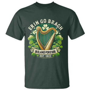 Irish Pride T Shirt Ireland Forever Erin Go Bragh Est 1922 Harp Shamrock TS11 Dark Forest Green Print Your Wear