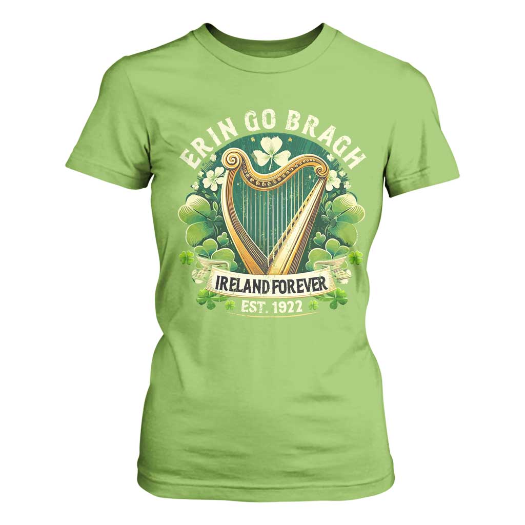 Irish Pride T Shirt For Women Ireland Forever Erin Go Bragh Est 1922 Harp Shamrock TS11 Lime Print Your Wear