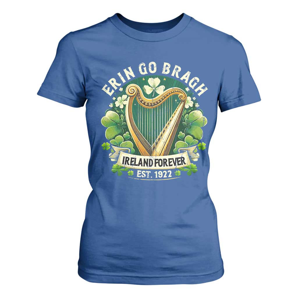 Irish Pride T Shirt For Women Ireland Forever Erin Go Bragh Est 1922 Harp Shamrock TS11 Royal Blue Print Your Wear