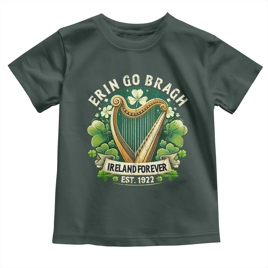 Irish Pride Toddler T Shirt Ireland Forever Erin Go Bragh Est 1922 Harp Shamrock TS11 Dark Forest Green Print Your Wear