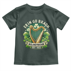 Irish Pride Toddler T Shirt Ireland Forever Erin Go Bragh Est 1922 Harp Shamrock TS11 Dark Forest Green Print Your Wear