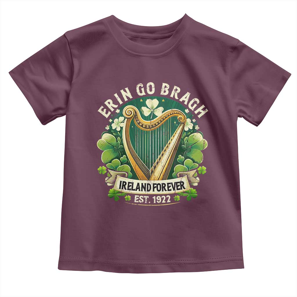 Irish Pride Toddler T Shirt Ireland Forever Erin Go Bragh Est 1922 Harp Shamrock TS11 Maroon Print Your Wear