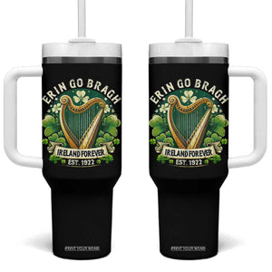 Irish Pride Tumbler With Handle Ireland Forever Erin Go Bragh Est 1922 Harp Shamrock TS11 One Size: 40 oz Black Print Your Wear