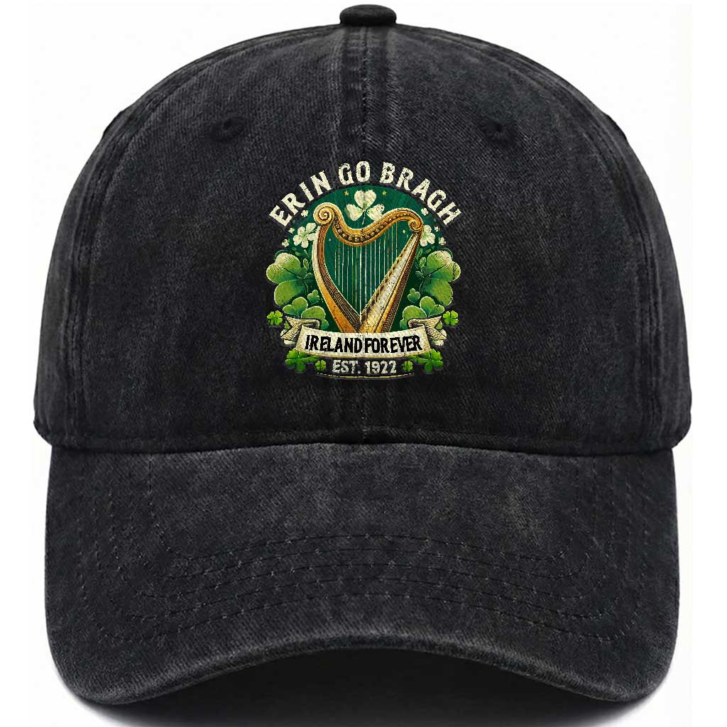 Irish Pride Washed Cotton Baseball Cap Ireland Forever Erin Go Bragh Est 1922 Harp Shamrock TS11 Print Your Wear