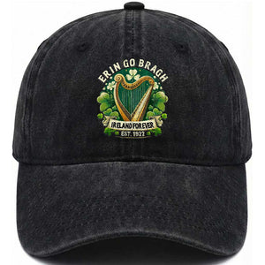 Irish Pride Washed Cotton Baseball Cap Ireland Forever Erin Go Bragh Est 1922 Harp Shamrock TS11 Print Your Wear