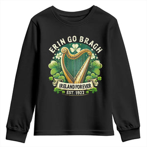 Irish Pride Youth Sweatshirt Ireland Forever Erin Go Bragh Est 1922 Harp Shamrock TS11 Black Print Your Wear