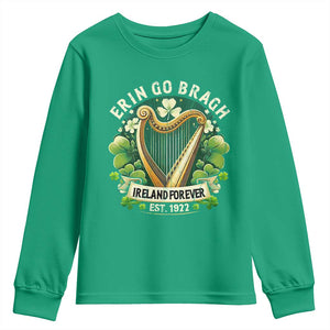 Irish Pride Youth Sweatshirt Ireland Forever Erin Go Bragh Est 1922 Harp Shamrock TS11 Irish Green Print Your Wear