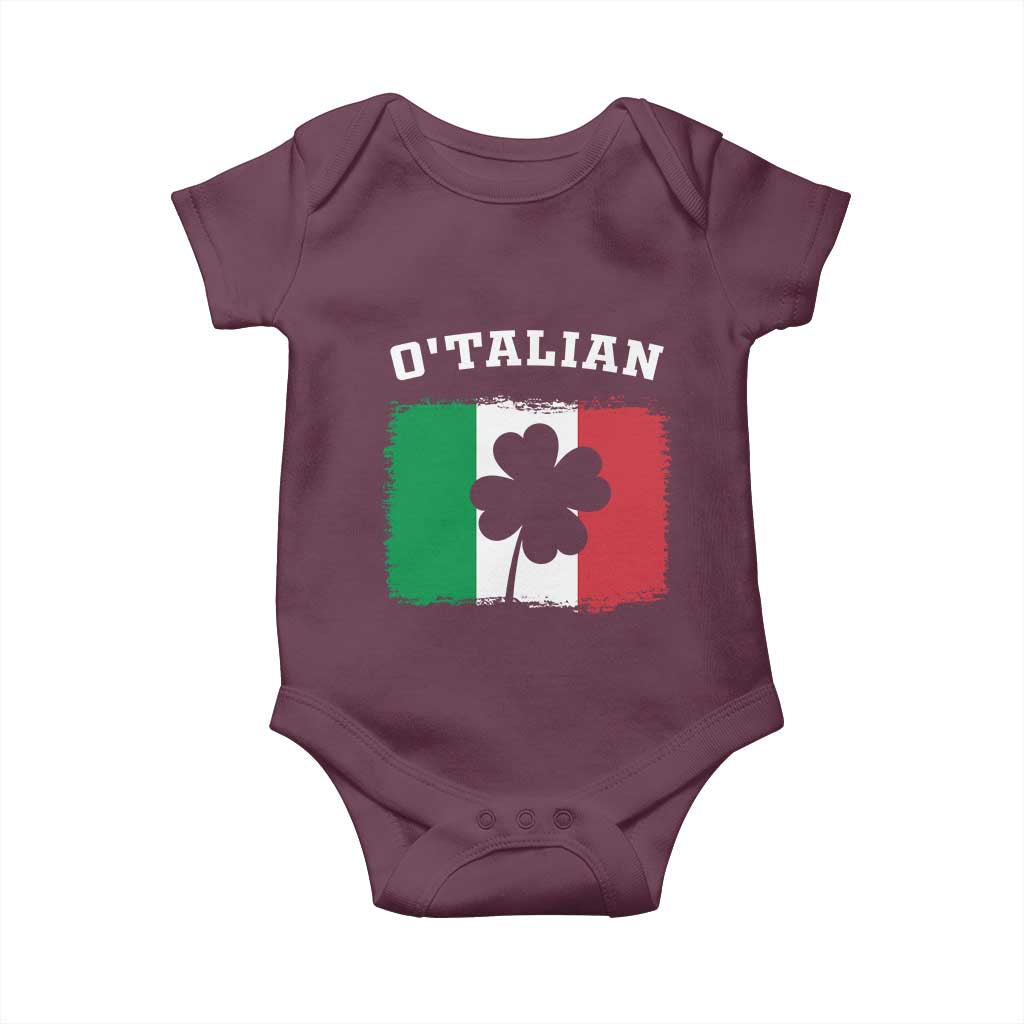 Funny Irish Italian St. Patrick's Day O'Talian Baby Onesie TS11 Maroon Print Your Wear