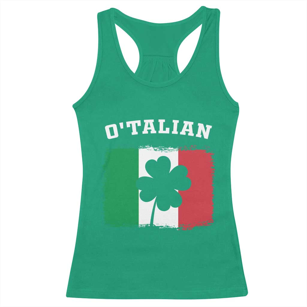 Funny Irish Italian St. Patrick's Day O'Talian Racerback Tank Top TS11 Irish Green Print Your Wear