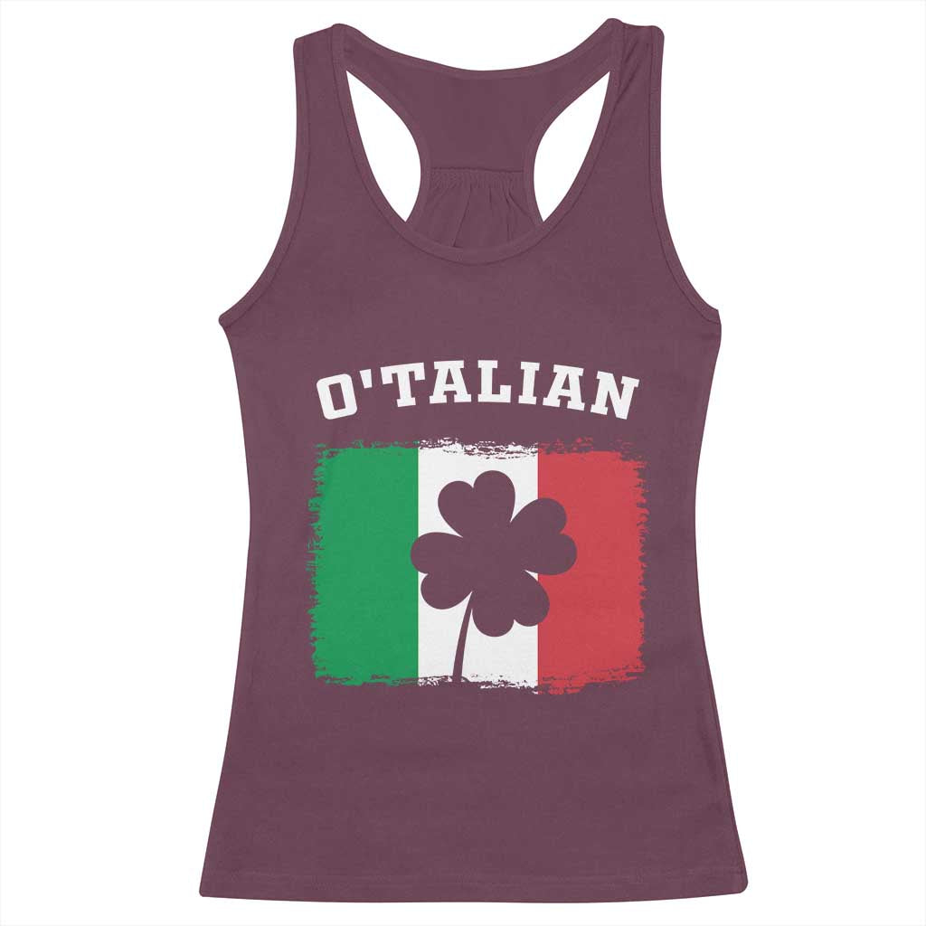 Funny Irish Italian St. Patrick's Day O'Talian Racerback Tank Top TS11 Maroon Print Your Wear