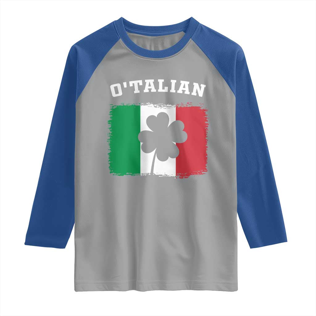 Funny Irish Italian St. Patrick's Day O'Talian Raglan Shirt TS11 Sport Gray Royal Print Your Wear