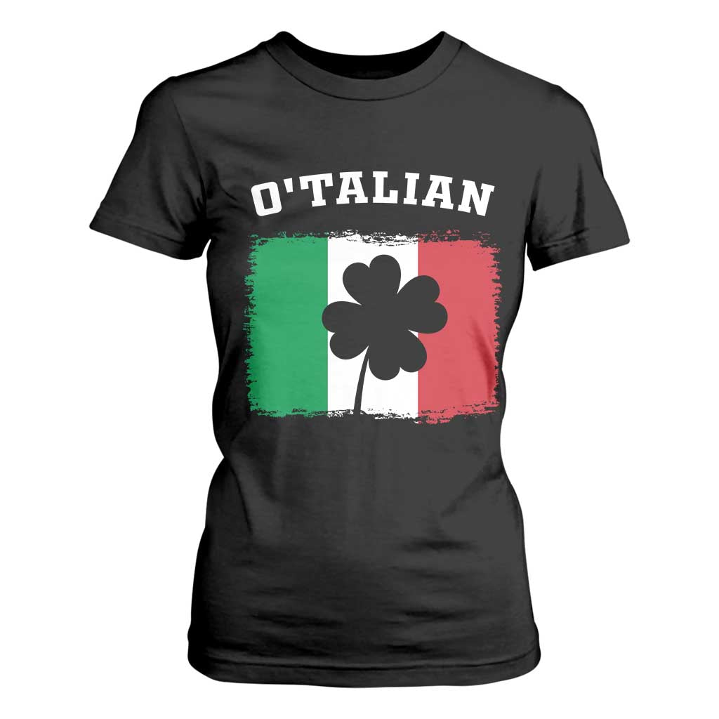 Funny Irish Italian St. Patrick's Day O'Talian T Shirt For Women TS11 Black Print Your Wear