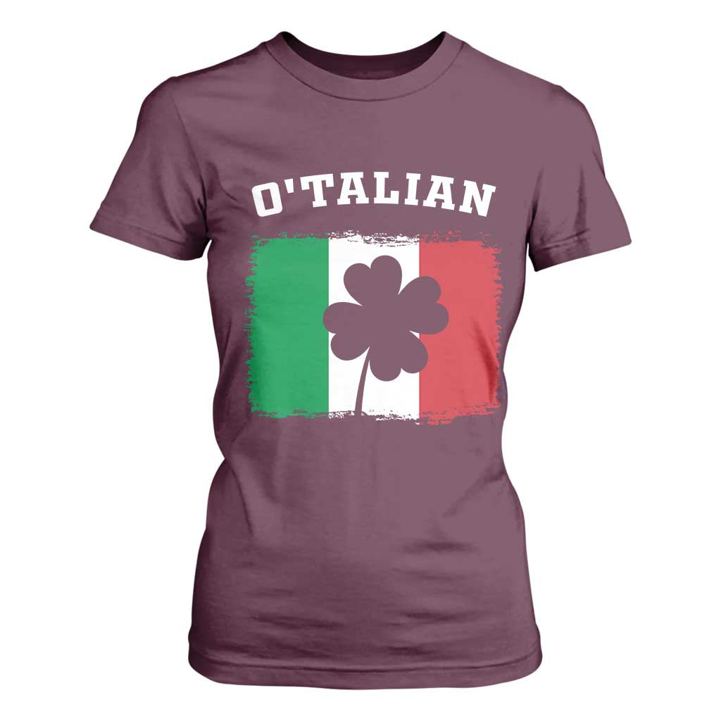 Funny Irish Italian St. Patrick's Day O'Talian T Shirt For Women TS11 Maroon Print Your Wear