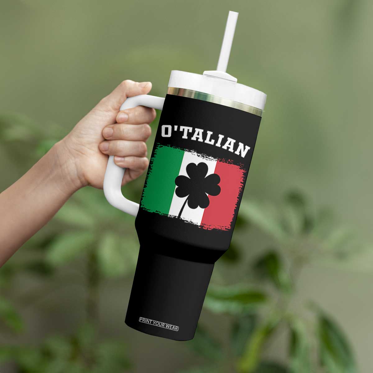 Funny Irish Italian St. Patrick's Day O'Talian Tumbler With Handle TS11 Print Your Wear