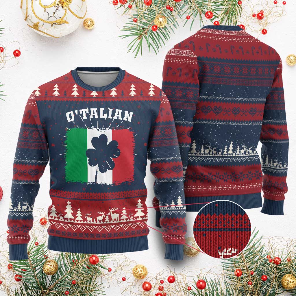 Funny Irish Italian St. Patrick's Day O'Talian Knit Sweatshirt TS11 Burgundy Print Your Wear