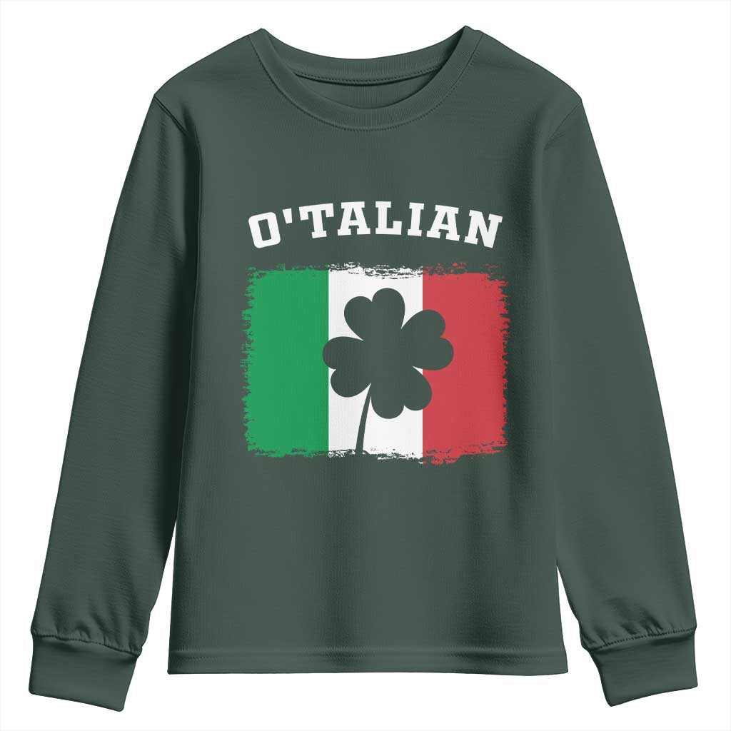 Funny Irish Italian St. Patrick's Day O'Talian Youth Sweatshirt TS11 Dark Forest Green Print Your Wear