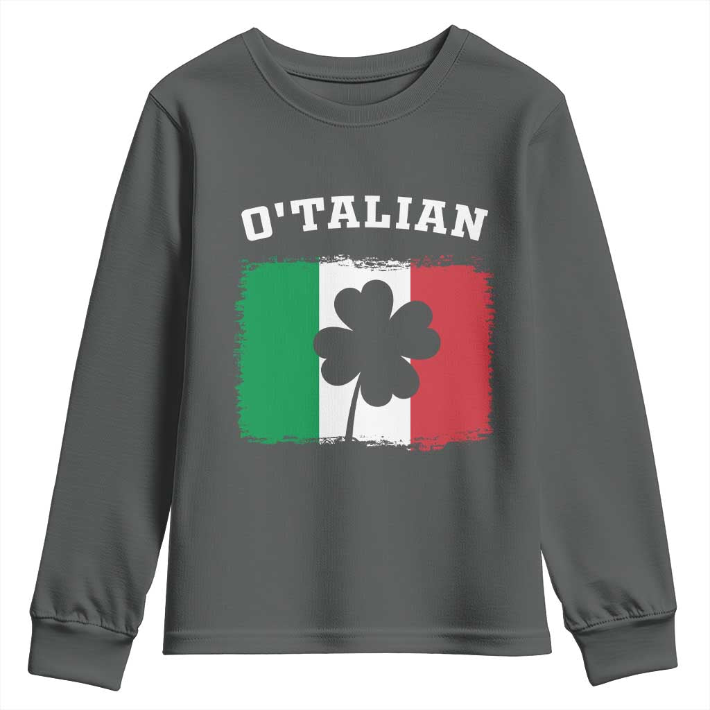 Funny Irish Italian St. Patrick's Day O'Talian Youth Sweatshirt TS11 Dark Heather Print Your Wear